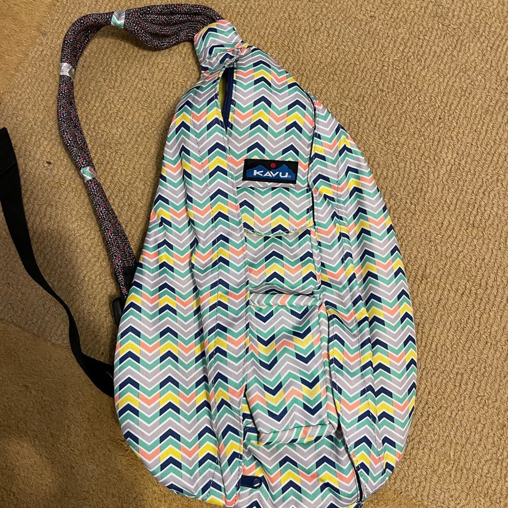 Kavu Sling Backpack with Chevron Pattern and Rope Strap